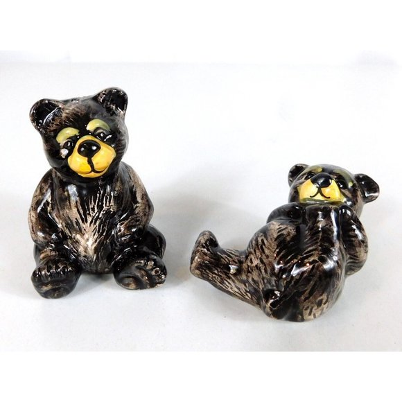 Black Bear Salt & Pepper Shaker Set Collectible Shakers Ceramic Pre-owned - Picture 1 of 11